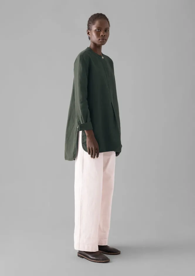 Linen|Tops & Tees-TOAST Elena Cotton Linen Tunic Shirt DustedKhaki