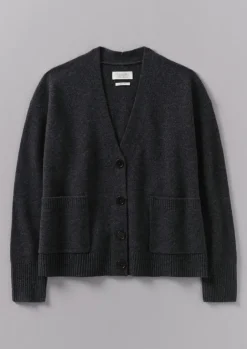 Cashmere|Knitwear-TOAST Ffion Wool Cashmere Boxy Cardigan Charcoal