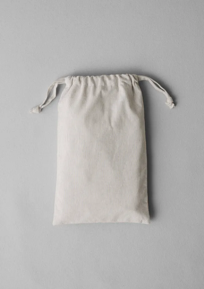 Textiles|Bed Linen-TOAST Fine Stripe Organic Cotton Embroidered Pillowcase Ecru/SmokeBlue