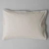 Textiles|Bed Linen-TOAST Fine Stripe Organic Cotton Oxford Pillowcase Set Ecru/SmokeBlue