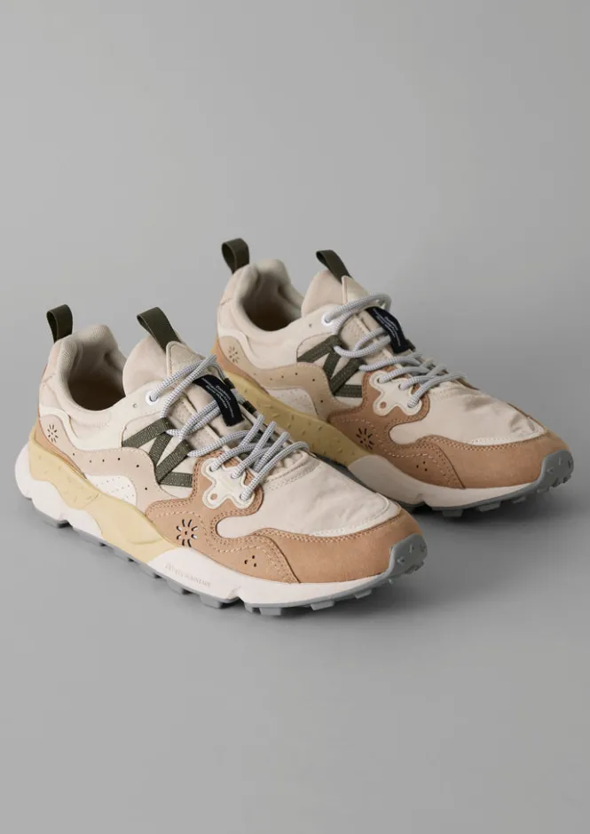 Trainers & Plimsolls-TOAST Flower Mountain Yamano Kaiso Panelled Trainers Ecru/Beige