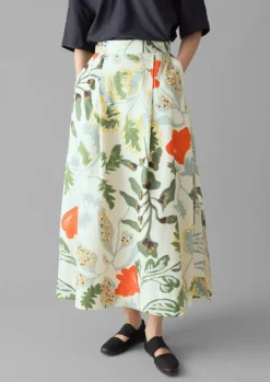 Skirts-TOAST Foliage Print Poplin Skirt Putty