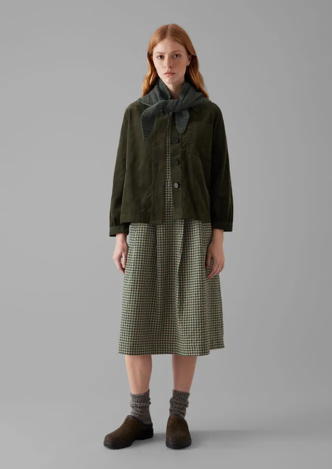 Dresses-TOAST Franca Cotton Gingham Seersucker Dress OliveGreen