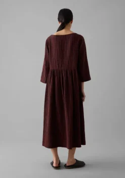 Loungewear|Dresses-TOAST Freya Gingham Crinkle Cotton Dress Brick/Black