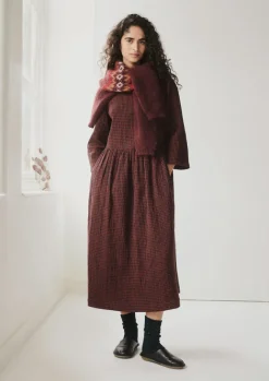 Loungewear|Dresses-TOAST Freya Gingham Crinkle Cotton Dress Brick/Black