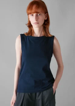 Jersey|Tops & Tees-TOAST Garment Dyed Organic Cotton Tank Top DuffleBlue