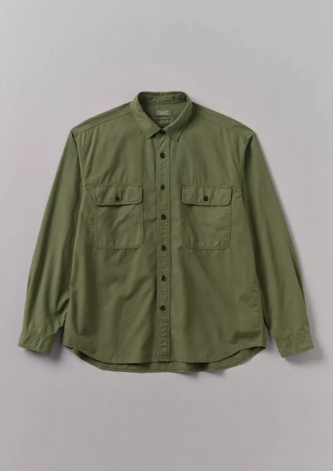 Workwear|Shirts-TOAST Garment Dyed Oxford Workwear Shirt WashedOlive