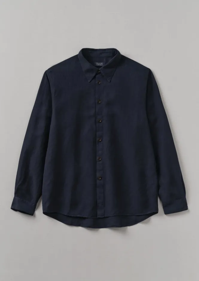 Shirts-TOAST Garment Dyed Point Collar Shirt Midnight