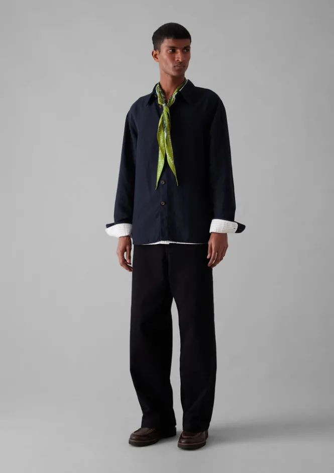 Shirts-TOAST Garment Dyed Point Collar Shirt Midnight