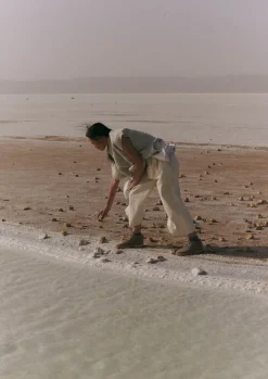 Knitwear-TOAST Grid Stitch Wool Cotton Tank Bone