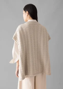 Knitwear-TOAST Grid Stitch Wool Cotton Tank Bone