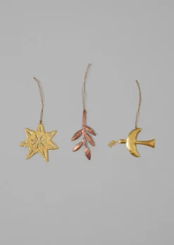 Christmas Decorations-TOAST Hammered Metal Dove Decoration Brass