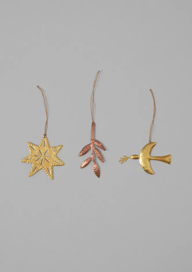 Christmas Decorations-TOAST Hammered Metal Sprig Decoration Copper