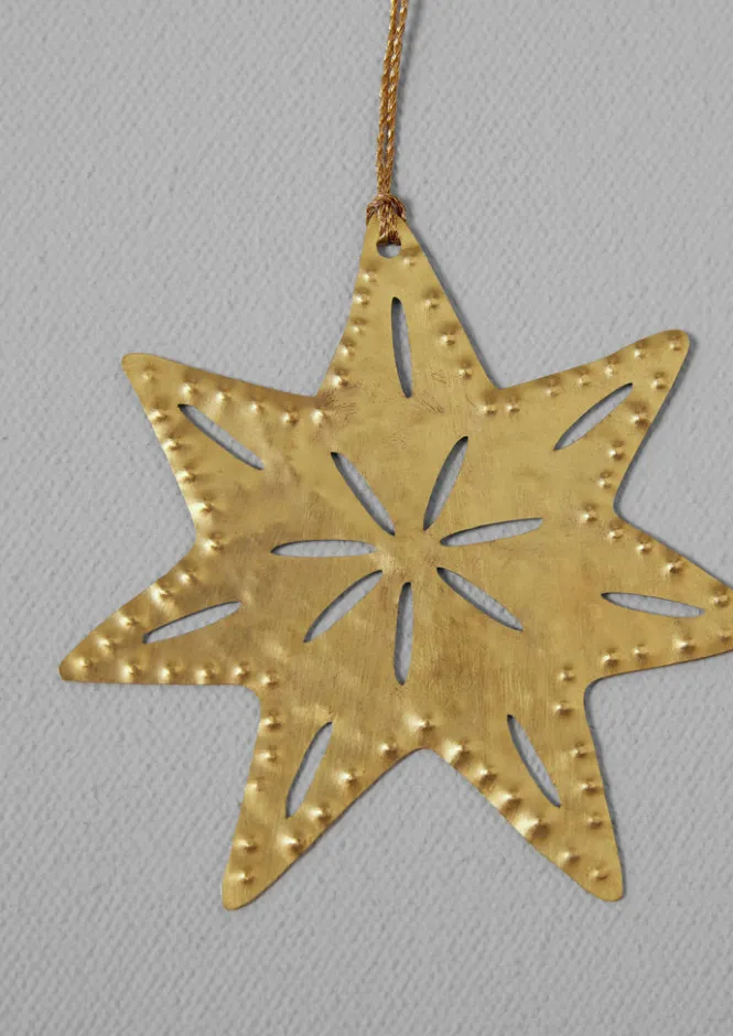 Christmas Decorations-TOAST Hammered Metal Star Decoration Brass