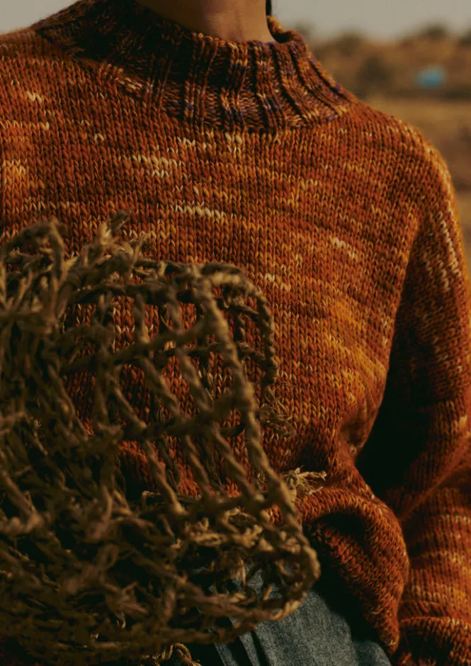 Knitwear-TOAST Hand Dyed Marl Sweater OrangeMix
