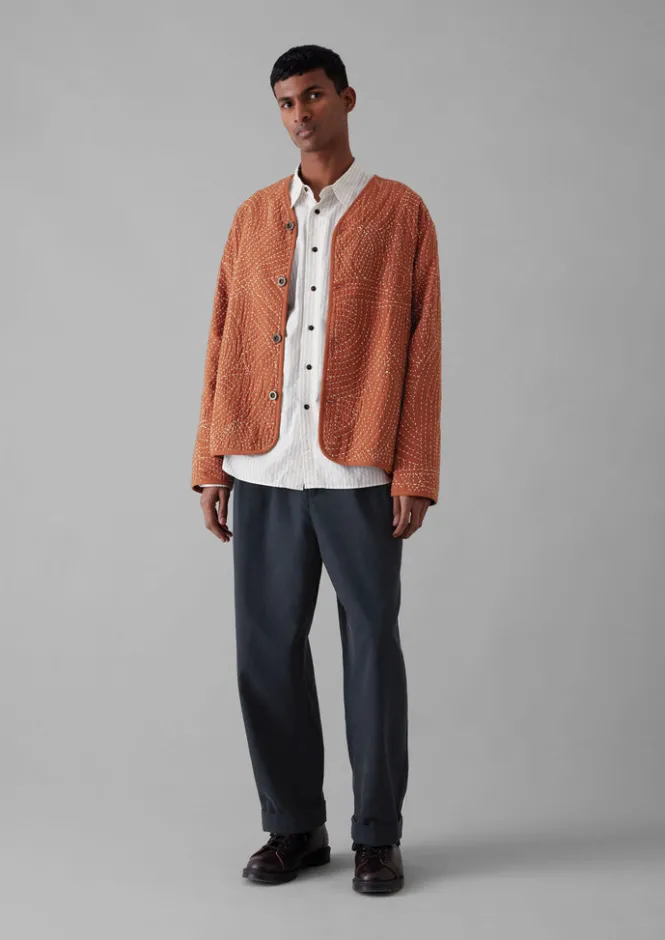 Coats & Jackets-TOAST Hand Embroidered Kantha Relaxed Jacket RedGranite
