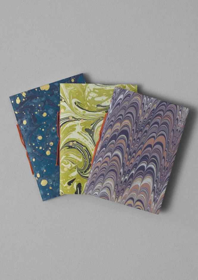 Stationery-TOAST Hand Marbled Pocket Notebook Set Multi