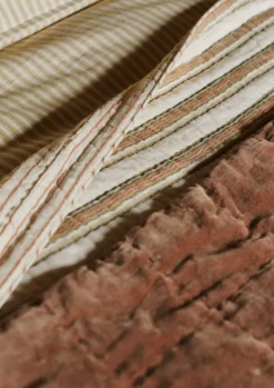 Textiles|Blankets & Throws-TOAST Hand Stitched Organic Velvet Quilt Dulse