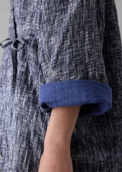 Gowns|Nightwear-TOAST Hand Woven Crosshatch Kantha Gown DeepBlue