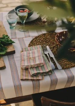Textiles|Kitchen-TOAST Hand Woven Stripe Napkin Set MineralGreen