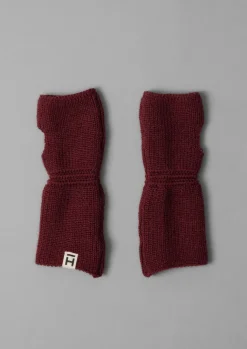 Hats, Scarves & Gloves-TOAST Heimat Wool Fingerless Gloves Burgundy