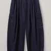 Trousers-TOAST Cotton Twill Wide Leg Trousers Indigo