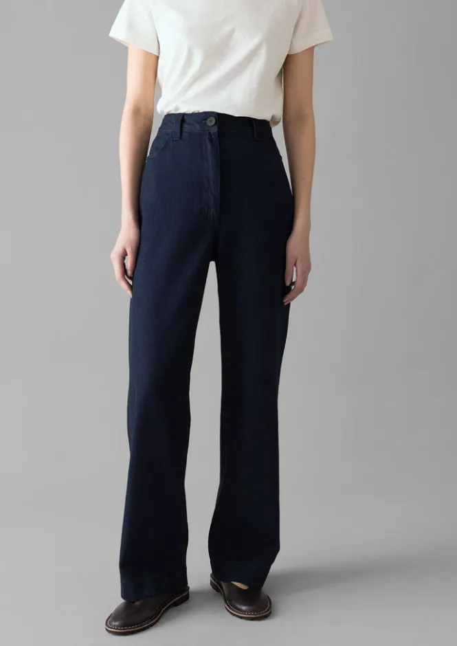 Denim|Workwear-TOAST Denim Slim Leg Trousers Indigo