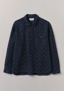 Shirts-TOAST Running Stitch Overshirt Indigo