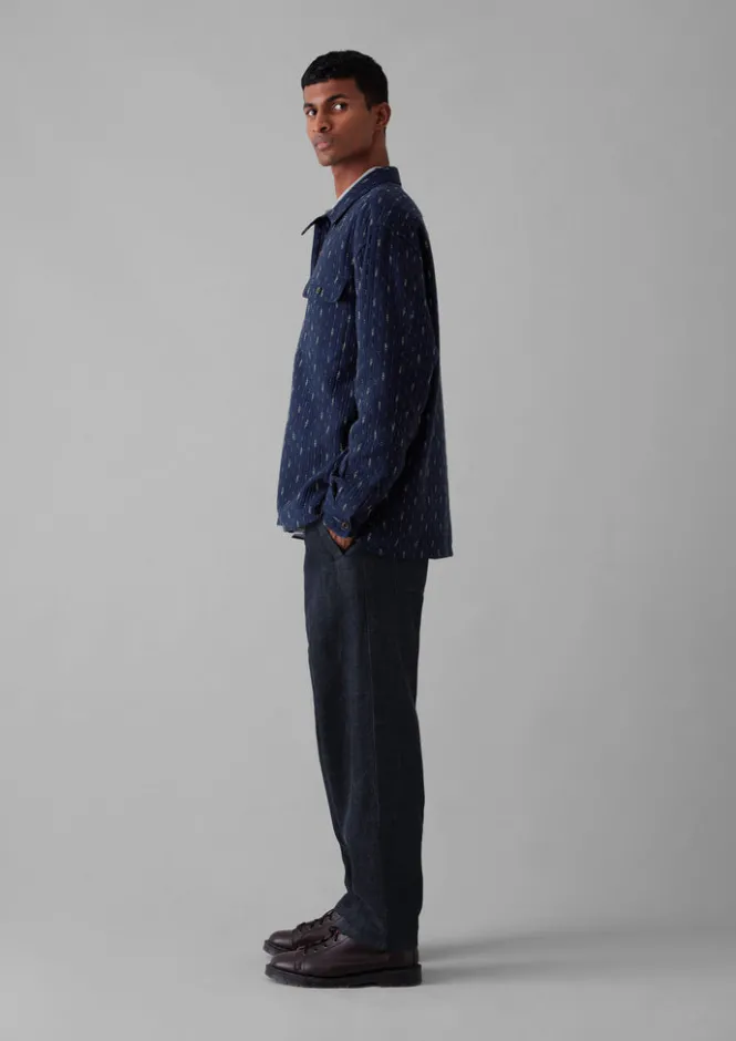 Shirts-TOAST Running Stitch Overshirt Indigo