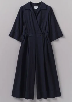 Jumpsuits|Trousers-TOAST Twill Culotte Jumpsuit Indigo