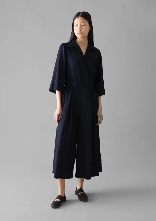 Jumpsuits|Trousers-TOAST Twill Culotte Jumpsuit Indigo