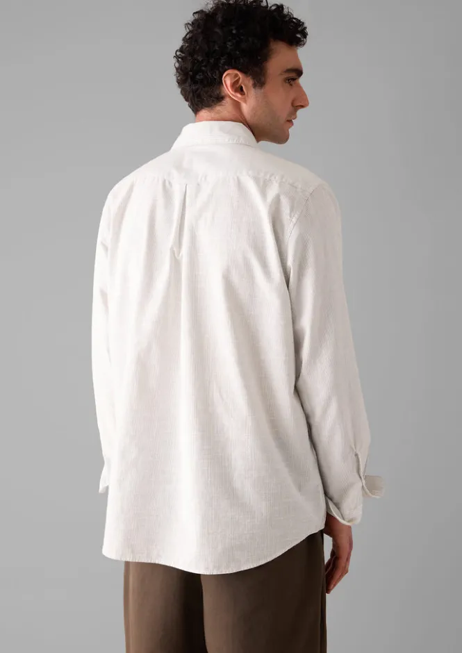 Shirts-TOAST Jet Pocket Fine Stripe Cotton Shirt Ecru/Charcoal