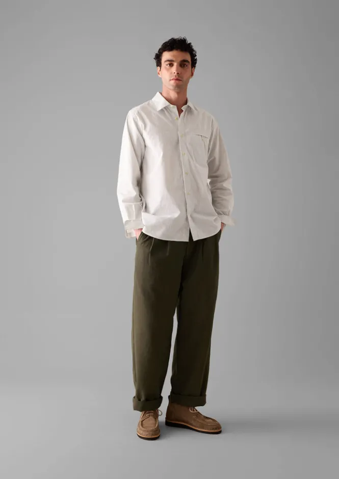 Shirts-TOAST Jet Pocket Fine Stripe Cotton Shirt Ecru/Charcoal