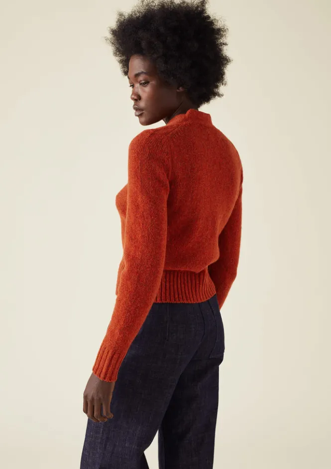 Knitwear-TOAST Kaia V-Neck Wool Cardigan Harissa