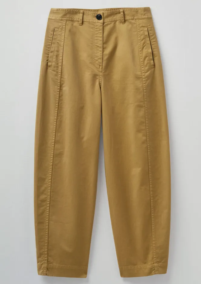 Trousers-TOAST Kathe Flat Front Cotton Twill Trousers Harvest