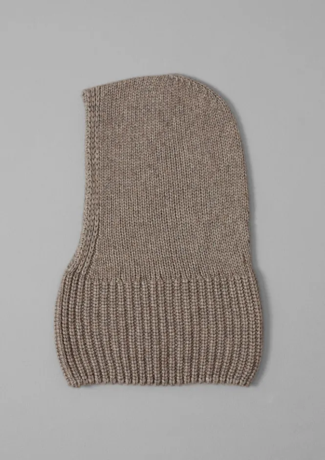 Hats, Scarves & Gloves-TOAST Knitted Cotton Merino Hood DarkPebble