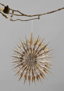 Christmas Decorations-TOAST Large Hanging Lokta Paper Star Ecru/Gold