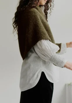 Hats, Scarves & Gloves|Knitwear-TOAST Lofty Alpaca Blend Knitted Poncho Olive