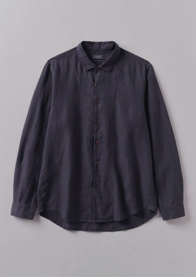 Shirts-TOAST Loop Button Linen Shirt Slate