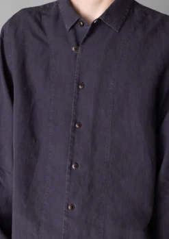 Shirts-TOAST Loop Button Linen Shirt Slate