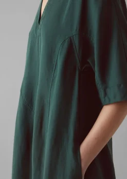 Linen|Dresses-TOAST Lyocell Linen Herringbone Panel Dress Scarab