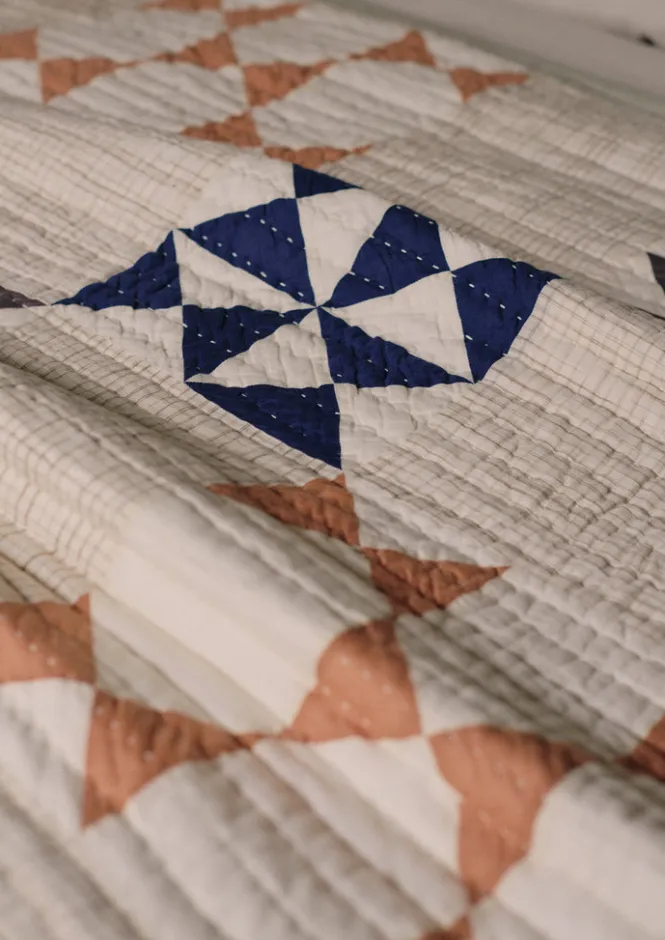 Textiles|Blankets & Throws-TOAST Maia Patchwork Cotton Quilt Ecru/Multi