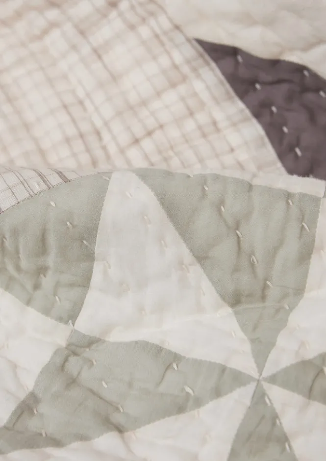 Textiles|Blankets & Throws-TOAST Maia Patchwork Cotton Quilt Ecru/Multi