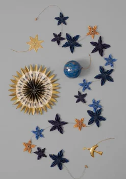 Christmas Decorations-TOAST Marbled Star Paper Garland MixedBlues/Gold