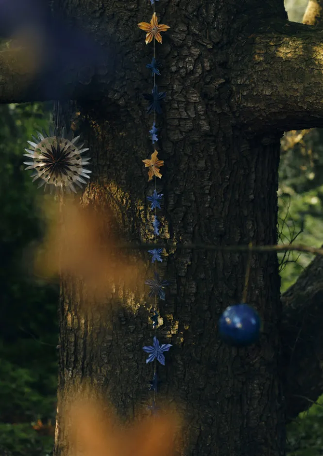 Christmas Decorations-TOAST Marbled Star Paper Garland MixedBlues/Gold