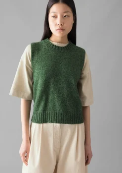 Knitwear-TOAST Neat Mouline Wool Tank ThornGreenMarl