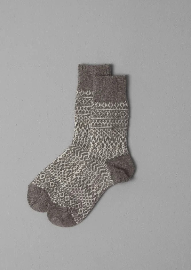 Socks-TOAST Nishiguchi Kutsushita Wool Socks PaleGrey/Ecru