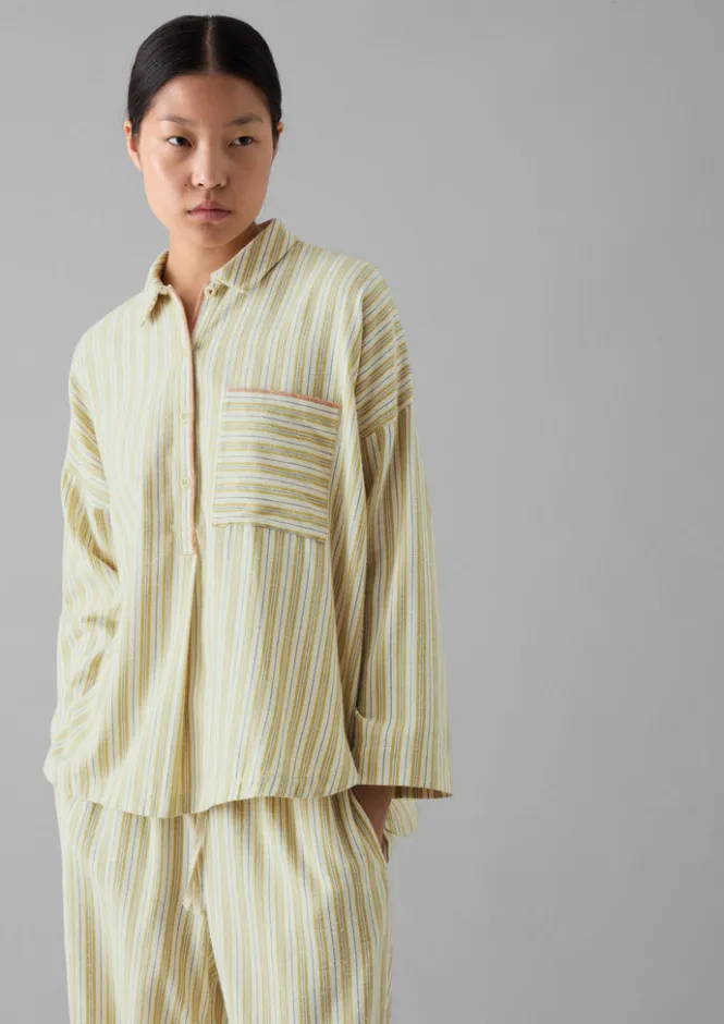 Nightwear-TOAST Nova Stripe Flannel Pyjamas Ecru/Celery