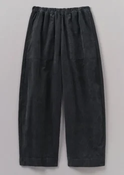 Cord|Loungewear-TOAST Organic Cord Barrel Leg Trousers Charcoal