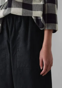 Cord|Loungewear-TOAST Organic Cord Barrel Leg Trousers Charcoal